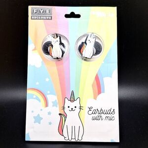 Kitty cat unicorn ear buds headphones with mic